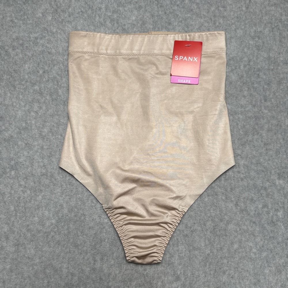 Spanx Champagne Beige 10196R High Waist Stretch Shaping Thong Womens Size XS NEW